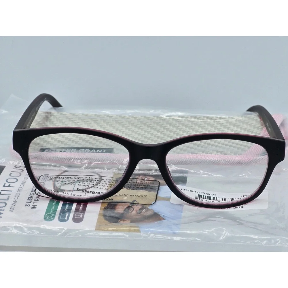 Foster Grant Multi Focus Reading Glasses Women +1.75 Black Zera BLK - New